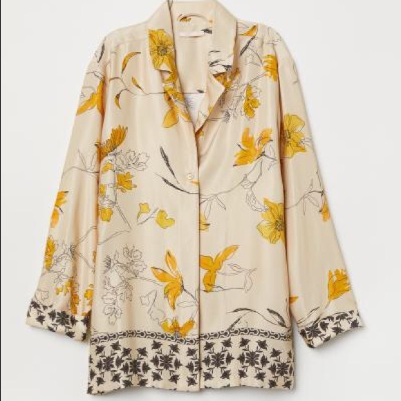H&M Tops - ISO H&M Beige Shirt with Yellow Flowers